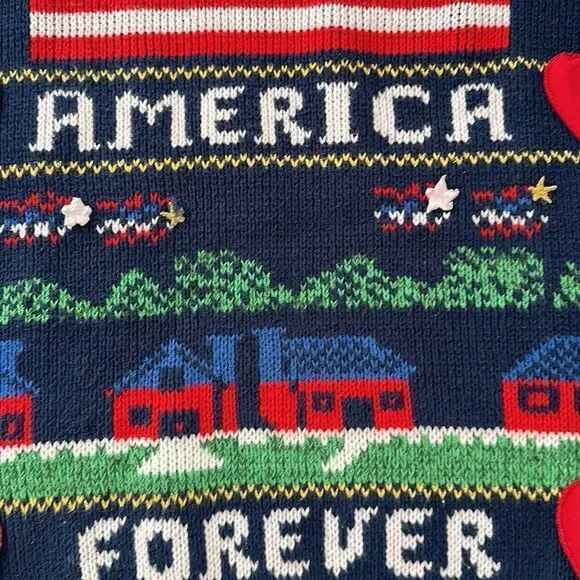 Vintage America Forever 80s Novelty Knit Sweater - Picture 4 of 6